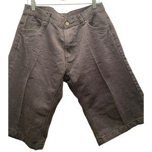 Jinzu Men's Skate Shorts Sz 36 Gray Denim Embroidered Baggy Hip Hop Vintage